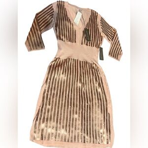 Eva Mendes New York & Company Sequin Striped Sweater Dress size M NWT